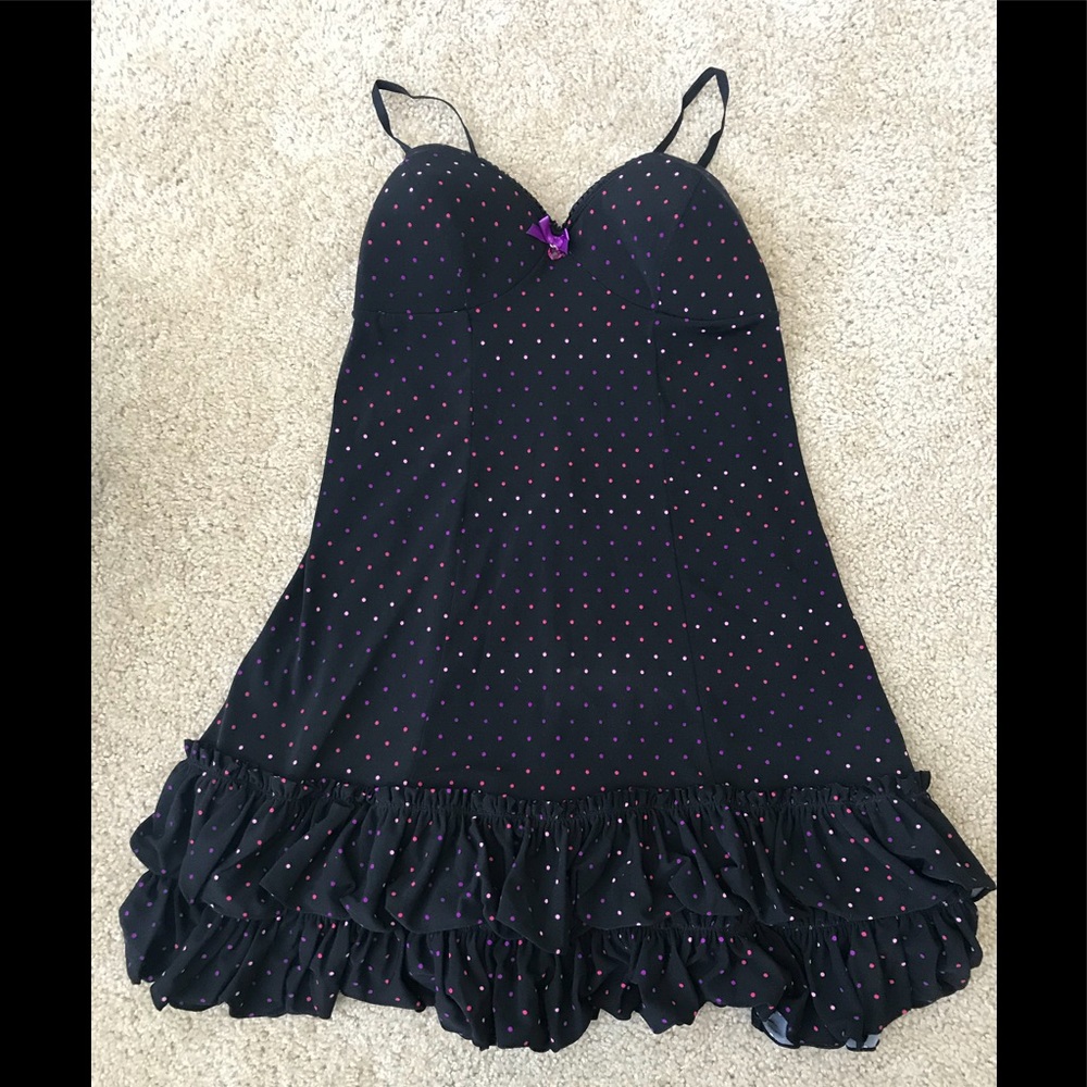 Black with pink and purple polka dot VS nightie